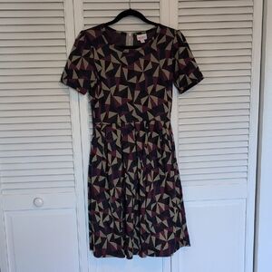 Knit Multicolor Geometric Midi Dress With Pockets Size 6